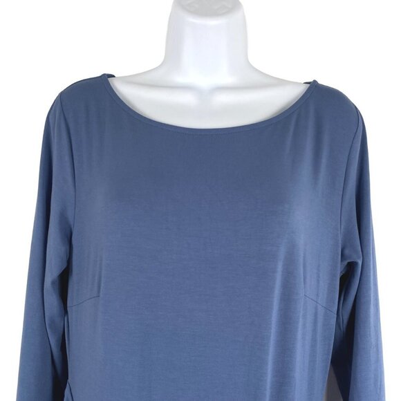 Betabrand Dress Large Blue Long Sleeve Solid Rayon Blend Stretch DR-1324 - Picture 3 of 9